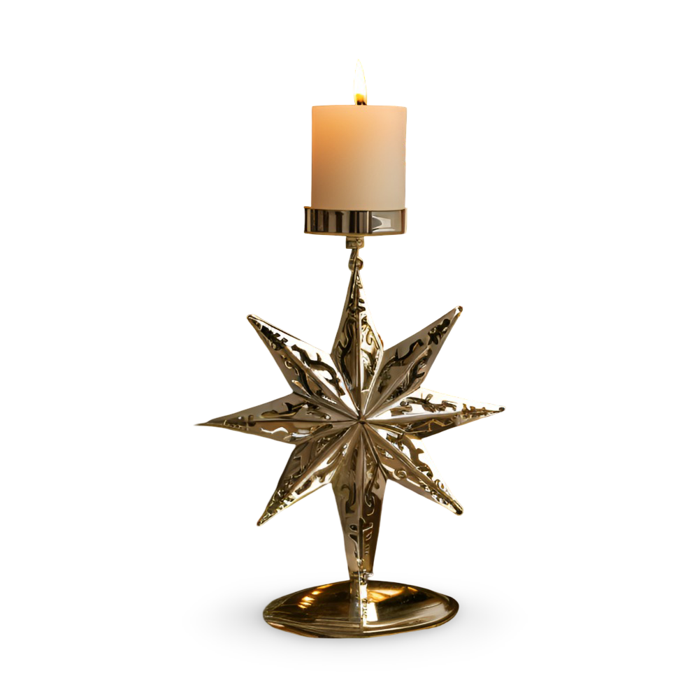 YuletideShine | Vintage gouden kerstkaarsenhouder – Metallic feestelijke decoratie voor thuis en feesttafels