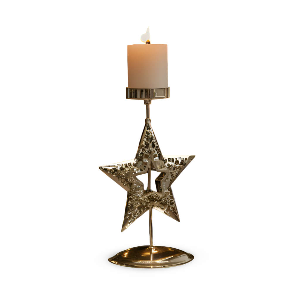 YuletideShine | Vintage gouden kerstkaarsenhouder – Metallic feestelijke decoratie voor thuis en feesttafels