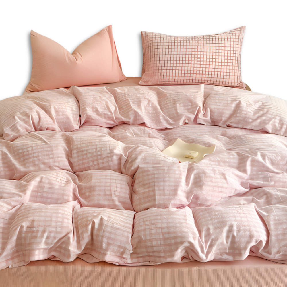 LineHaven | Moderne katoenen beddenset met ruitjesmotief en ritssluiting