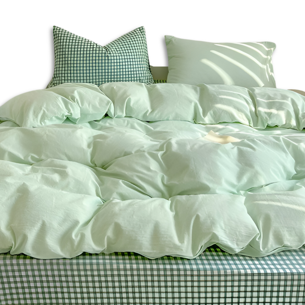 LineHaven | Moderne katoenen beddenset met ruitjesmotief en ritssluiting