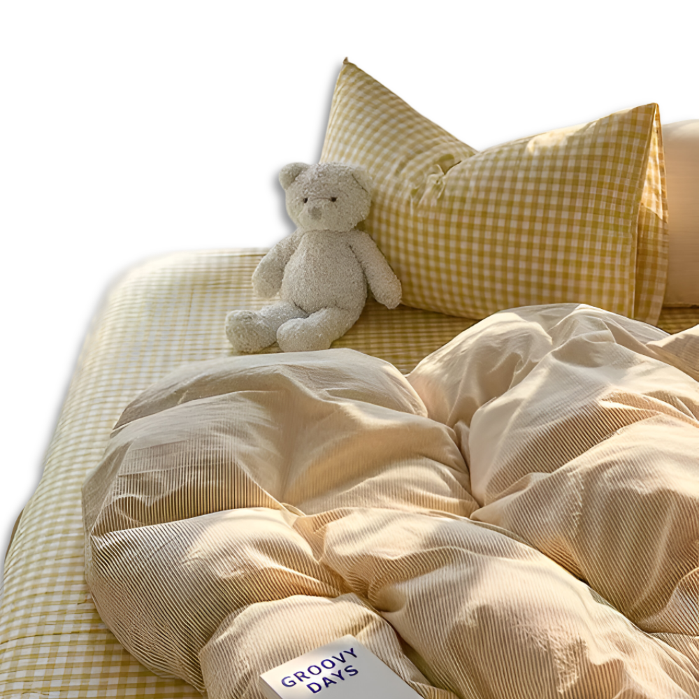 LineHaven | Moderne katoenen beddenset met ruitjesmotief en ritssluiting