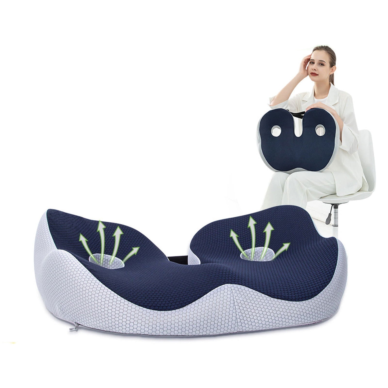 CushAlign | Verstelbaar Ergonomisch Zitkussen - Geheugenschuim, Houdingsondersteuning, Pijnverlichting