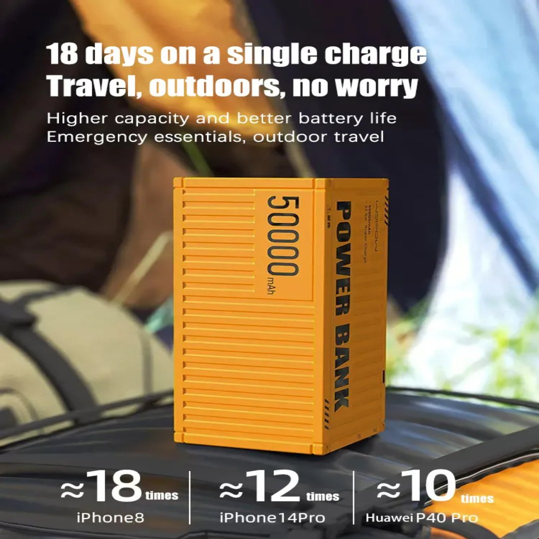 PowerVault | Powerbank in container-stijl – Draagbare USB-oplader met hoge capaciteit en snellaadfunctie
