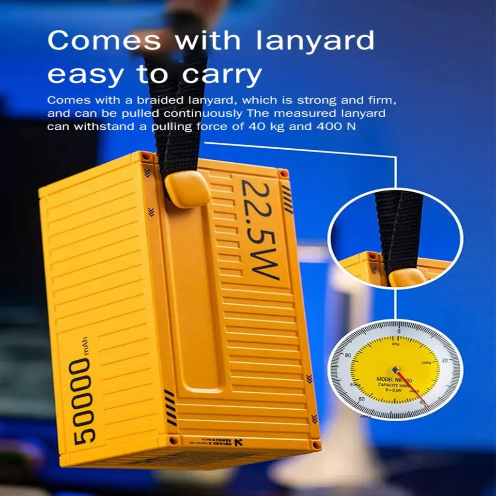PowerVault | Powerbank in container-stijl – Draagbare USB-oplader met hoge capaciteit en snellaadfunctie