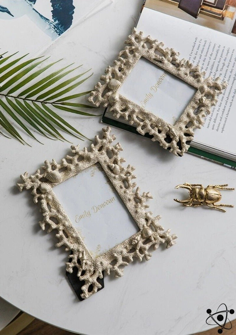 ShellView | Fotolijst met koraalinspiratie - Fotolijst in kuststijl, oceaandecor, nautisch cadeau