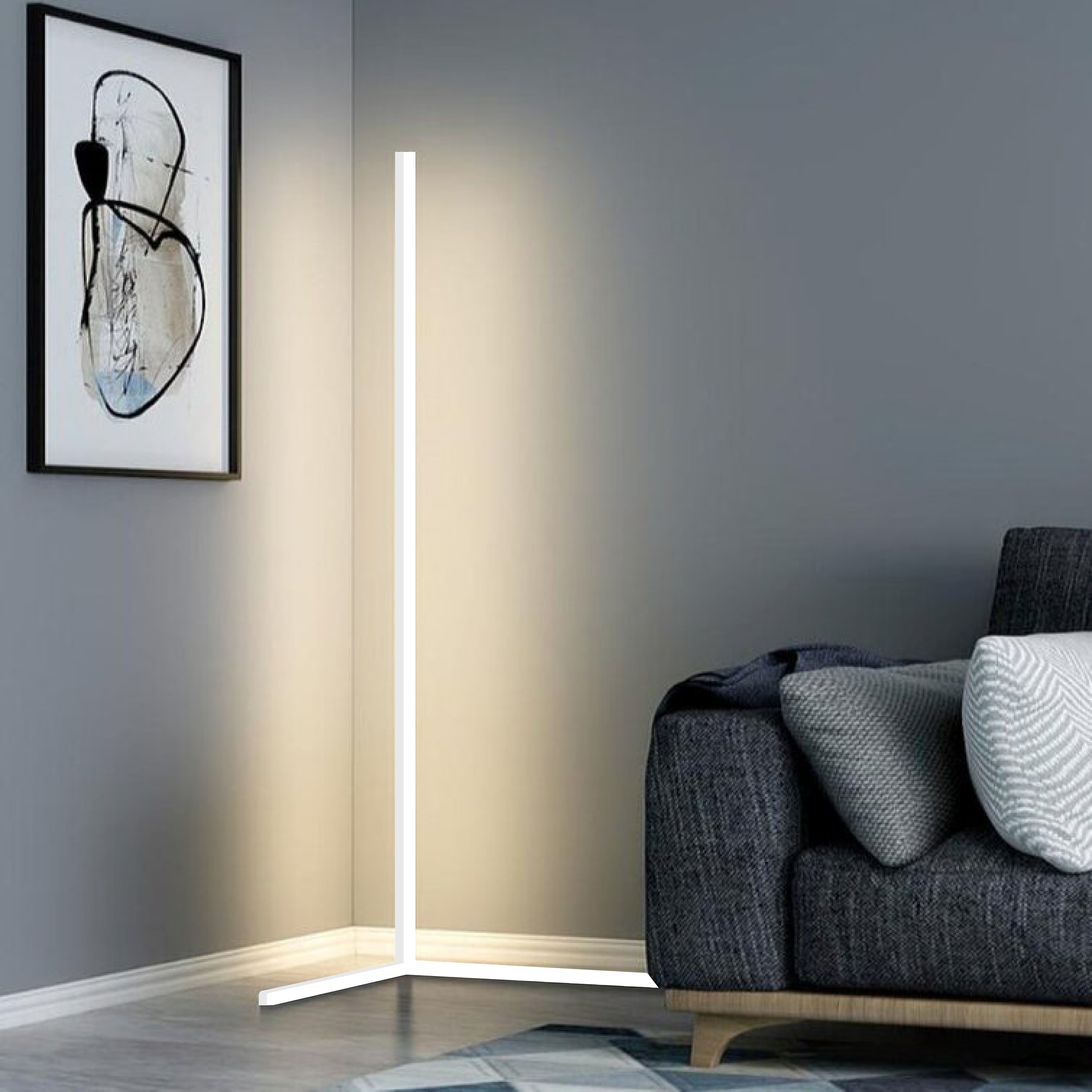 Radia | Moderne Hoek Vloerlamp, LED Verlichting voor Woonkamer & Slaapkamer, Stijlvol Huisdecor