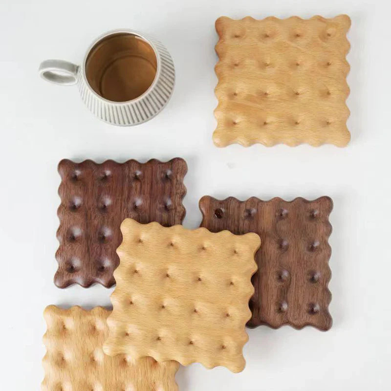 WoodWafers | Houten onderzetters in de vorm van een koekje - stijlvol en functioneel (set van 3)