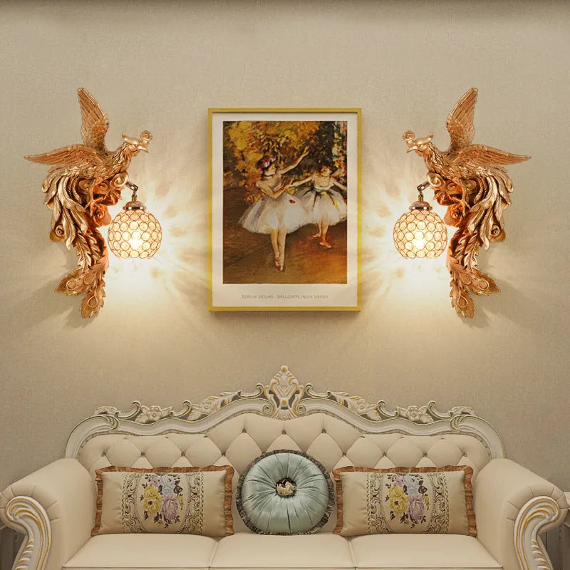 MythicBeam | Draak Feniks Wandlamp - Antieke Decoratieve Lamp voor Woonkamer & Hal