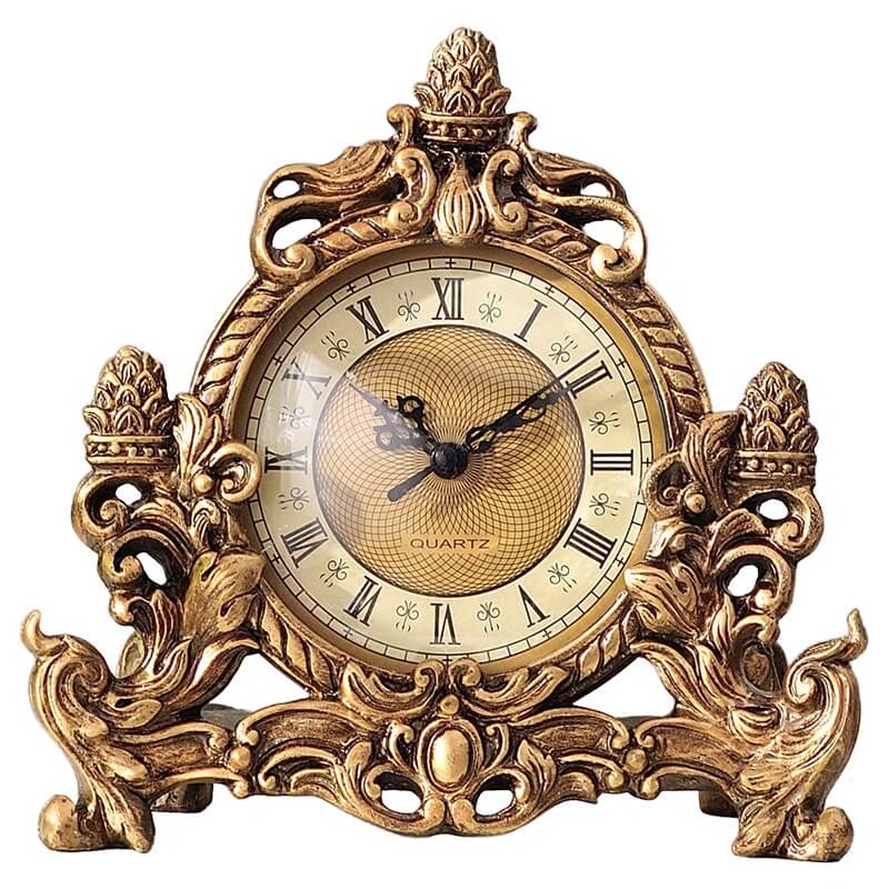 HeritageTick | Antieke decoratieve tafelklok van hars
