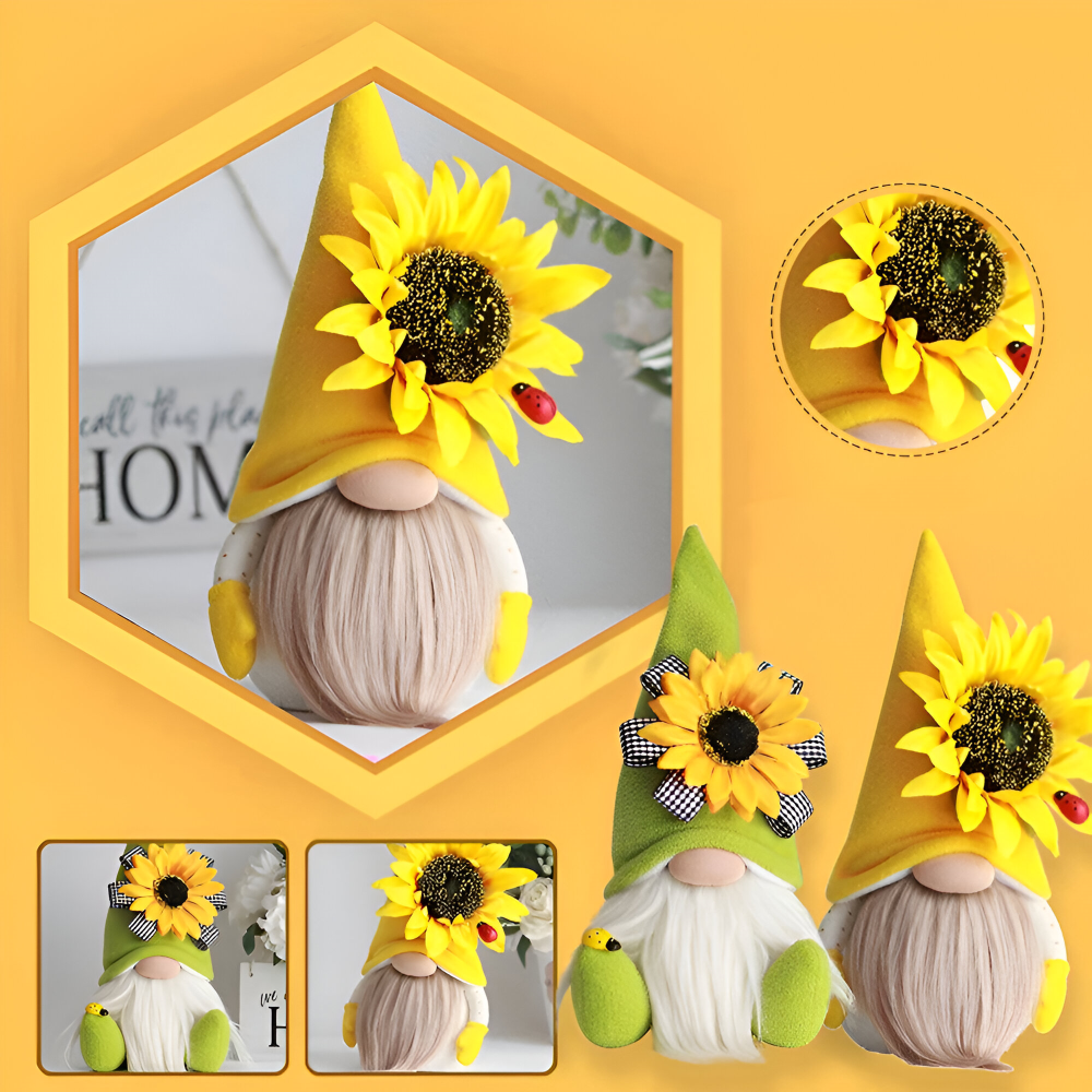 SunnyGnome | Pluche kabouter bureauornament – Leuke woondecoratie & uniek cadeau-idee