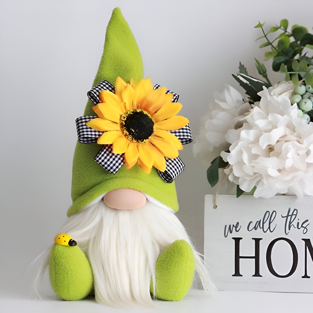 SunnyGnome | Pluche kabouter bureauornament – Leuke woondecoratie & uniek cadeau-idee