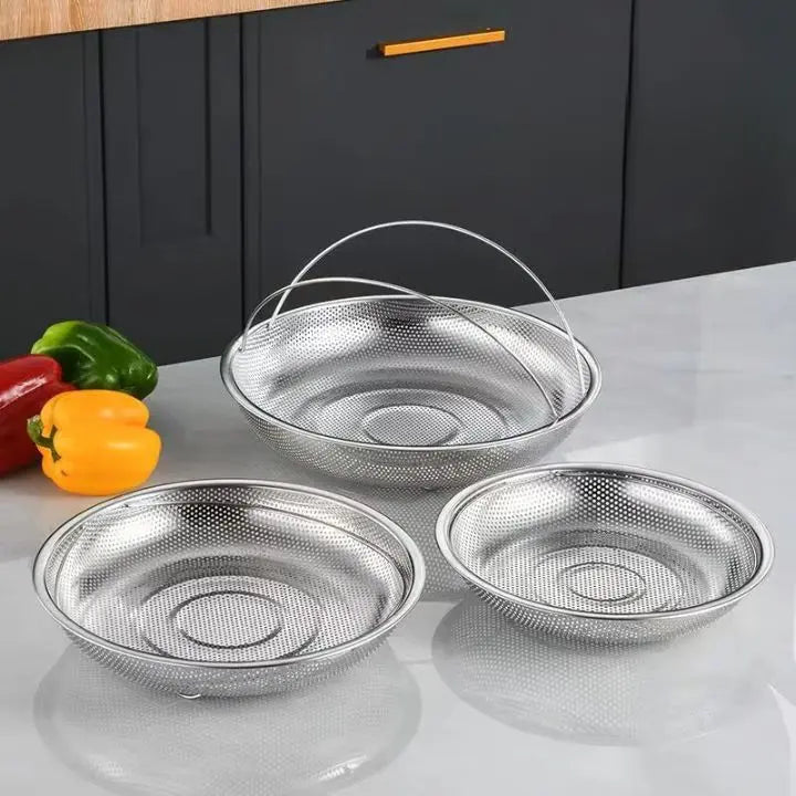 CookNest | Roestvrijstalen stoommandje met handvat - Multifunctionele friteuse voor gezond koken