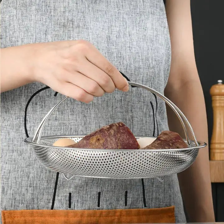 CookNest | Roestvrijstalen stoommandje met handvat - Multifunctionele friteuse voor gezond koken