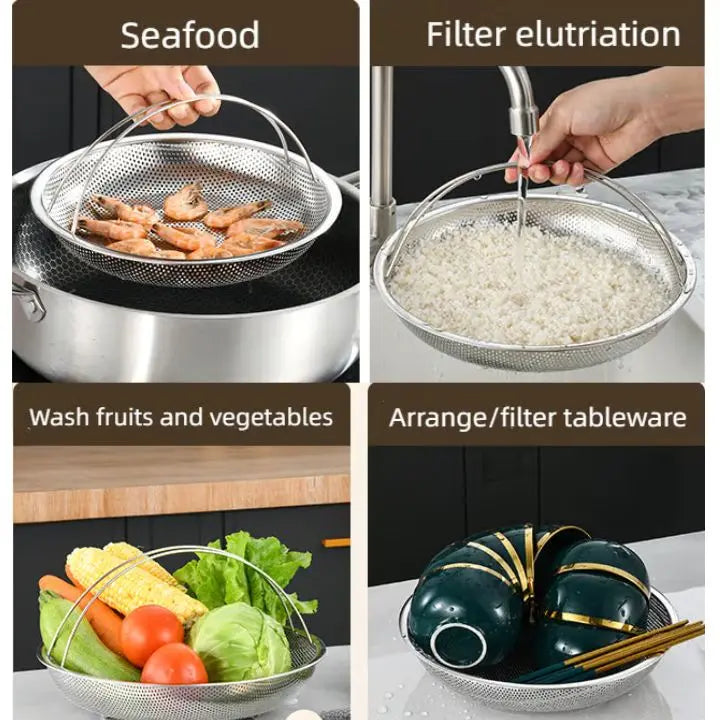 CookNest | Roestvrijstalen stoommandje met handvat - Multifunctionele friteuse voor gezond koken