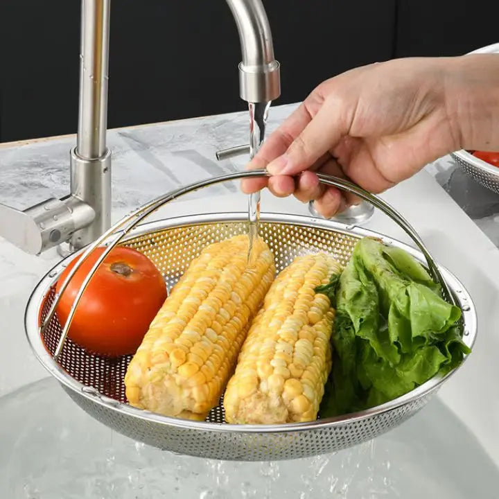 CookNest | Roestvrijstalen stoommandje met handvat - Multifunctionele friteuse voor gezond koken