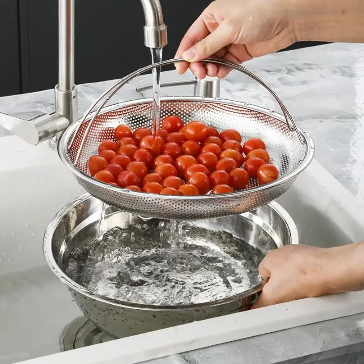 CookNest | Roestvrijstalen stoommandje met handvat - Multifunctionele friteuse voor gezond koken