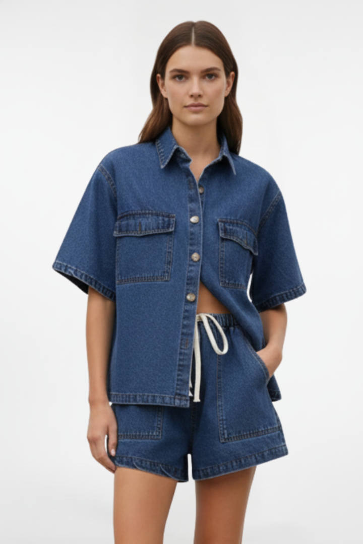 Calistae | Dames denim co-ord set – 2-delige casual zomeroutfit
