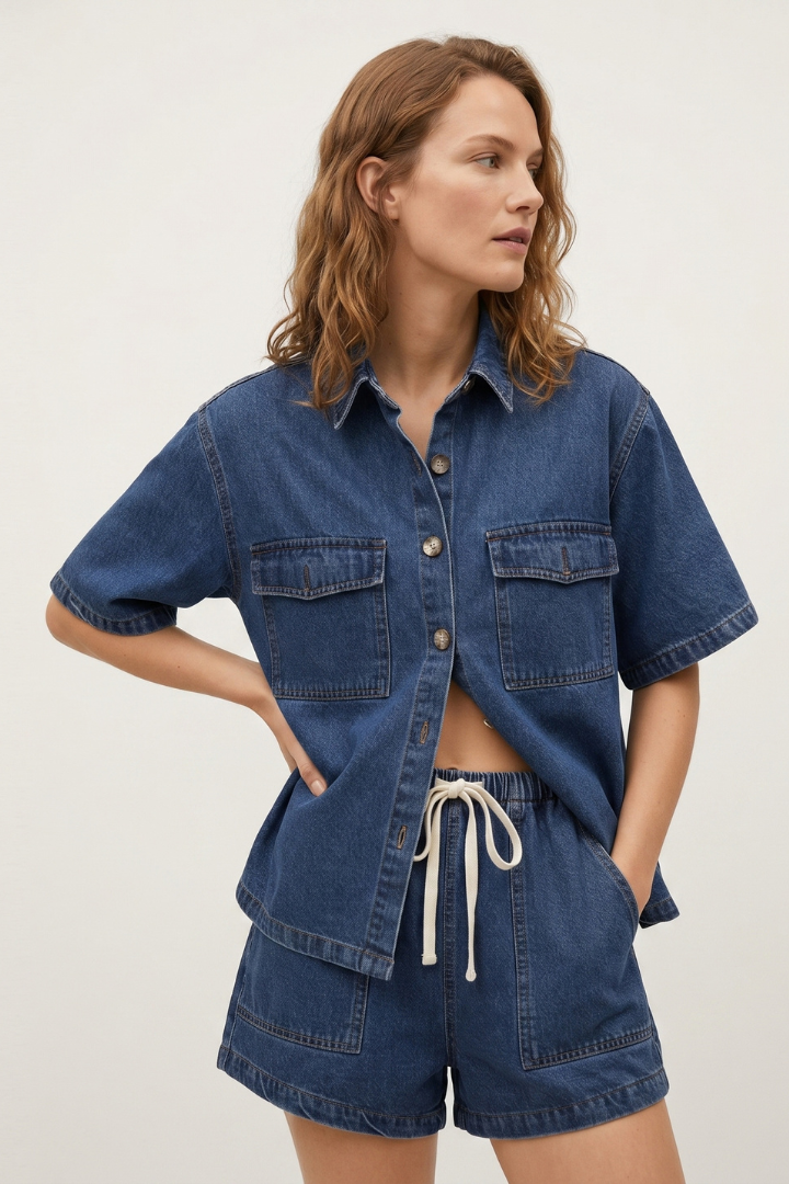 Calistae | Dames denim co-ord set – 2-delige casual zomeroutfit