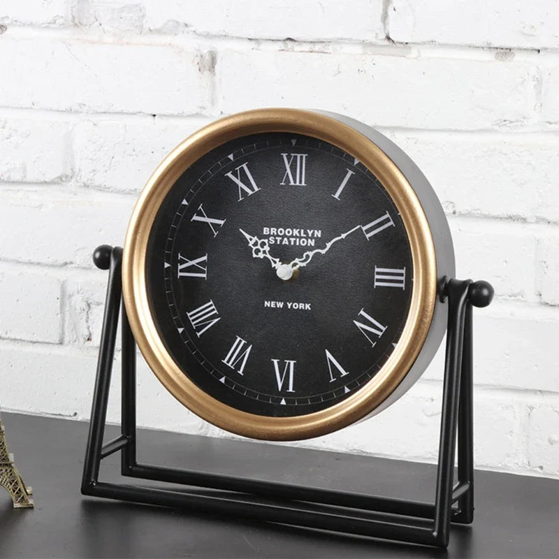 ClassicTock | Retro metalen bureauklok - stille decoratieve tafelklok voor thuiskantoor, vintage stijl
