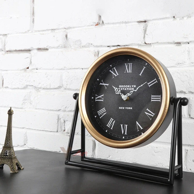 ClassicTock | Retro metalen bureauklok - stille decoratieve tafelklok voor thuiskantoor, vintage stijl