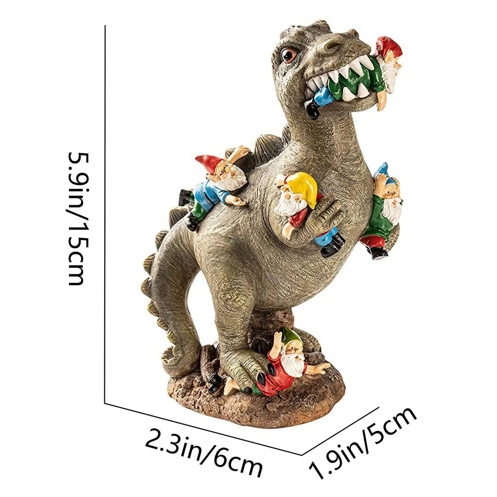 Gnomasaur | Dinosaurus tuinkabouter eter - Grappig buiten tuindecor hars beeldje