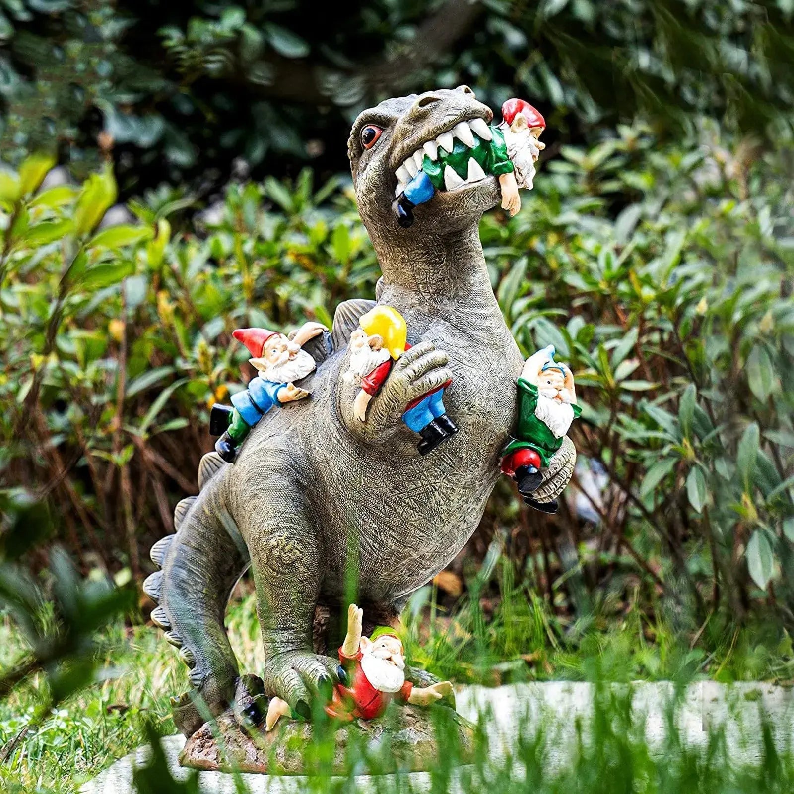 Gnomasaur | Dinosaurus tuinkabouter eter - Grappig buiten tuindecor hars beeldje