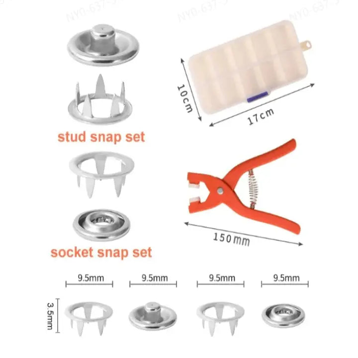 Fastix | Complete drukknoopset met tang voor kleding en accessoires