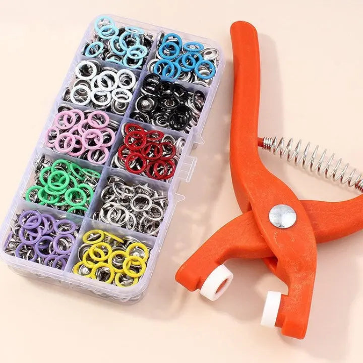 Fastix | Complete drukknoopset met tang voor kleding en accessoires