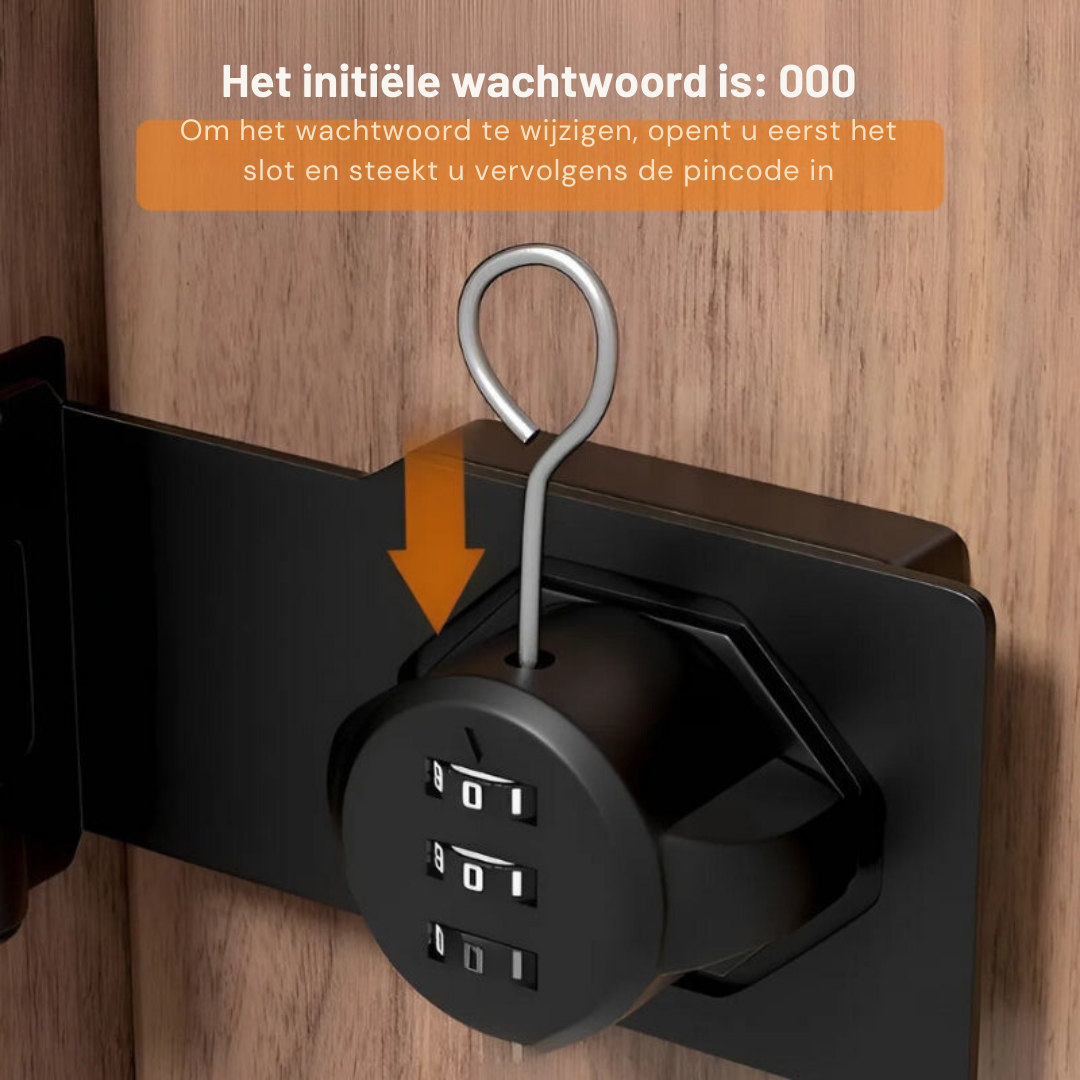 LatchLock | Sleutelloos Combinatieslot - Verstelbare Beveiliging voor Kasten, Deuren & Laden - Duurzaam en Veilig