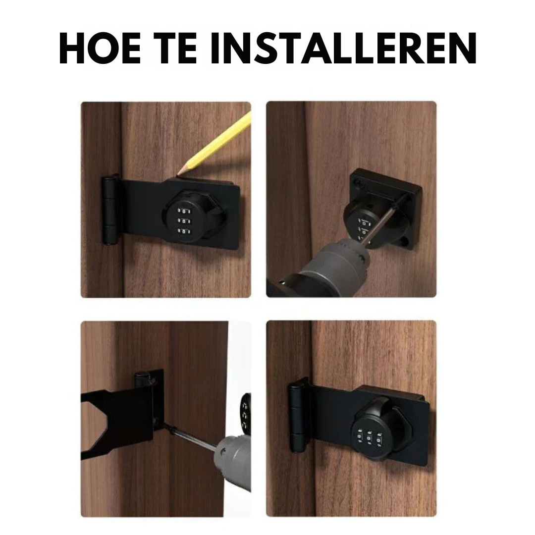 LatchLock | Sleutelloos Combinatieslot - Verstelbare Beveiliging voor Kasten, Deuren & Laden - Duurzaam en Veilig