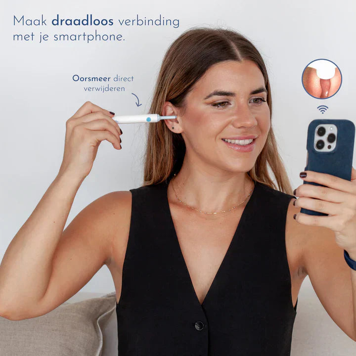 Audicam | Slim apparaat voor het reinigen van oren met camera – Draadloze otoscoop, HD LED-lampje