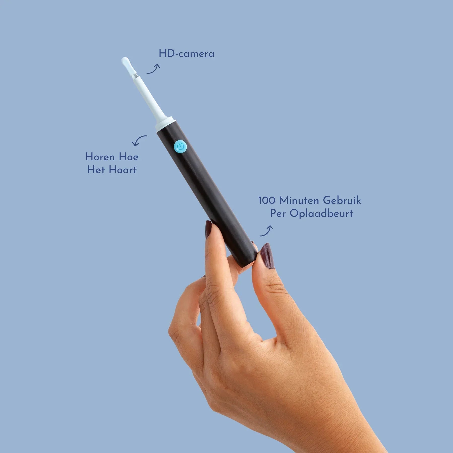 Audicam | Slim apparaat voor het reinigen van oren met camera – Draadloze otoscoop, HD LED-lampje