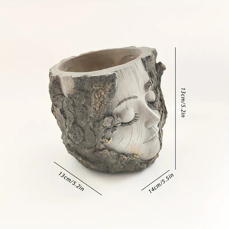 DriftMuse | Creatieve, rustige plantenbak voor gezichten, decoratie voor binnentuinen, moderne plantenpot