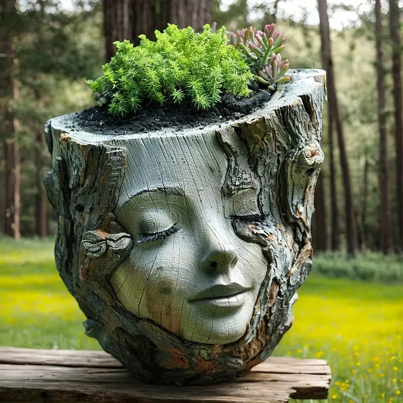 DriftMuse | Creatieve, rustige plantenbak voor gezichten, decoratie voor binnentuinen, moderne plantenpot