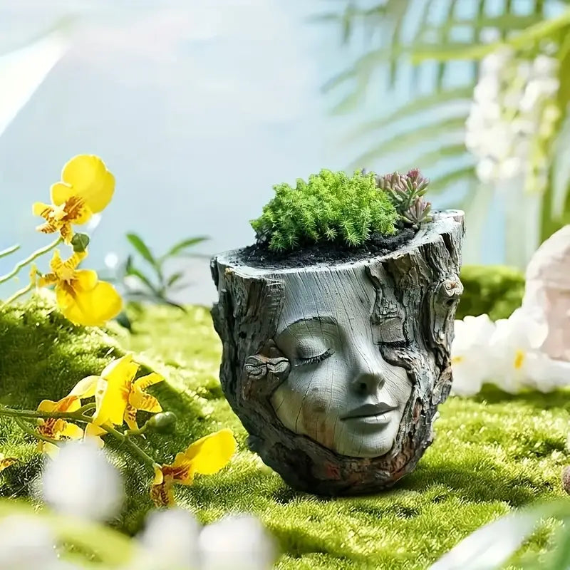 DriftMuse | Creatieve, rustige plantenbak voor gezichten, decoratie voor binnentuinen, moderne plantenpot