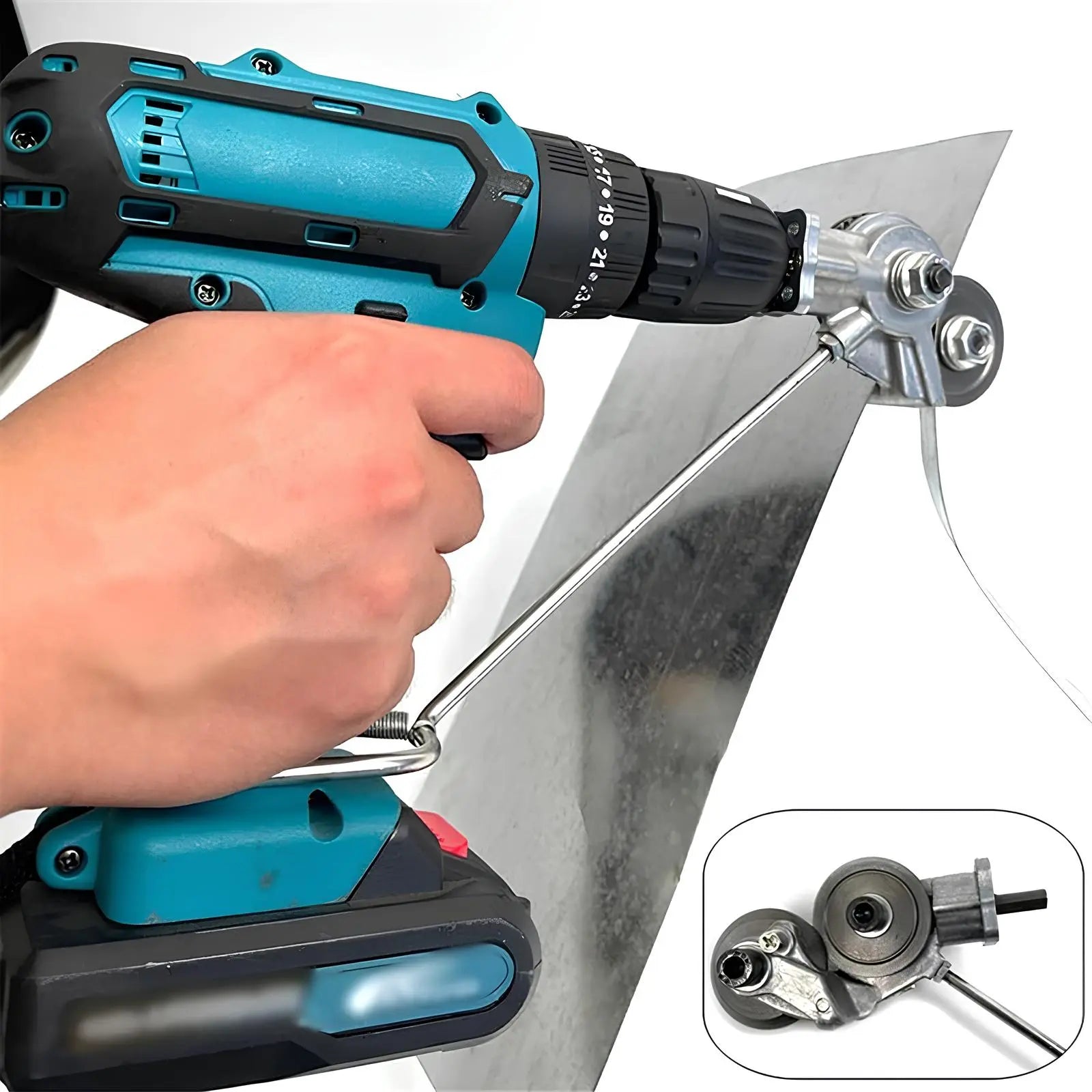 DrillSlice | Elektrische boorplaatschaar - metaalschaarbevestiging voor staal, aluminium, koper