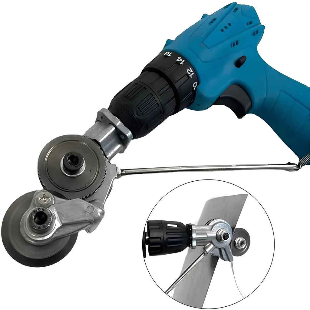 DrillSlice | Elektrische boorplaatschaar - metaalschaarbevestiging voor staal, aluminium, koper