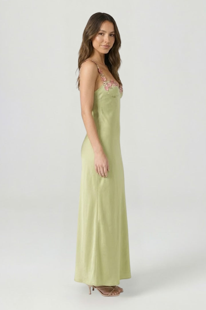 Cely | GardenGlow maxi-jurk – mouwloze avondjurk met bloemenborduursels