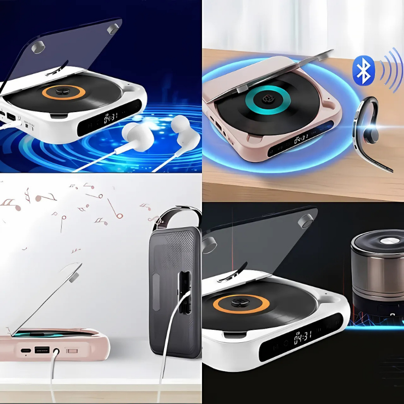PureTune | Draagbare cd-speler met Bluetooth en bekabelde aansluiting – Compacte muziekspeler voor op reis en thuisgebruik