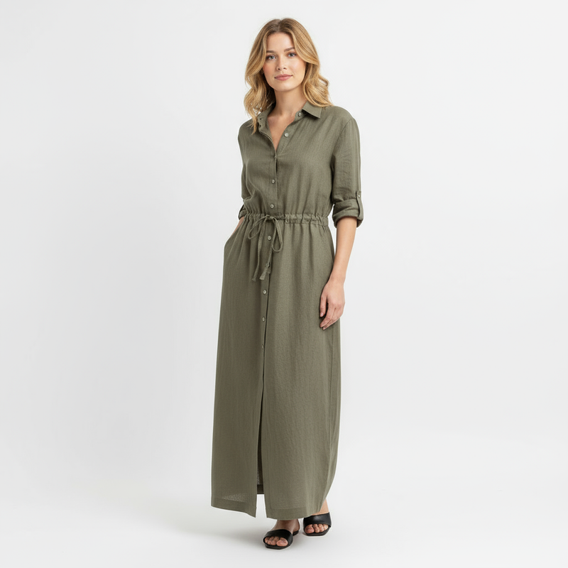 Paloria | Maxijurk voor dames – Jurk met lange mouwen en verstelbare taille