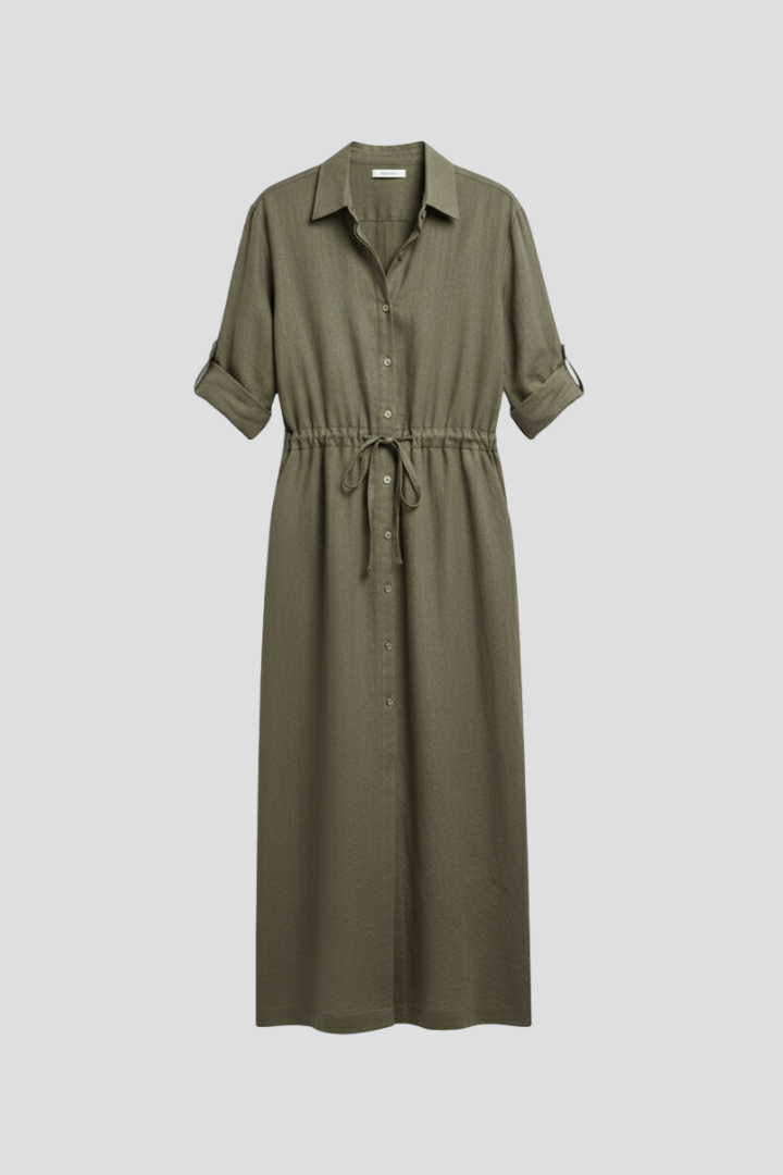 Neris | Maxi-shirtjurk voor dames – Elegante jurk met knopen