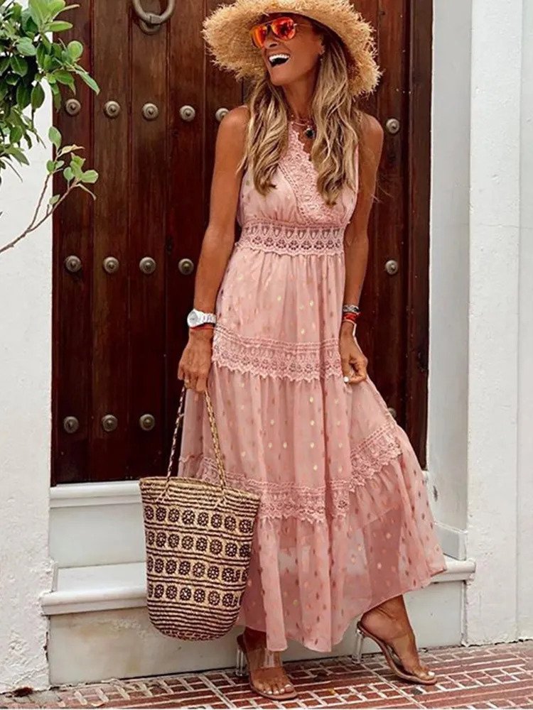 Zeli | Zomerse maxi-jurk voor dames – Boho-stijl, zwierige lange strandjurk in elegante stijl