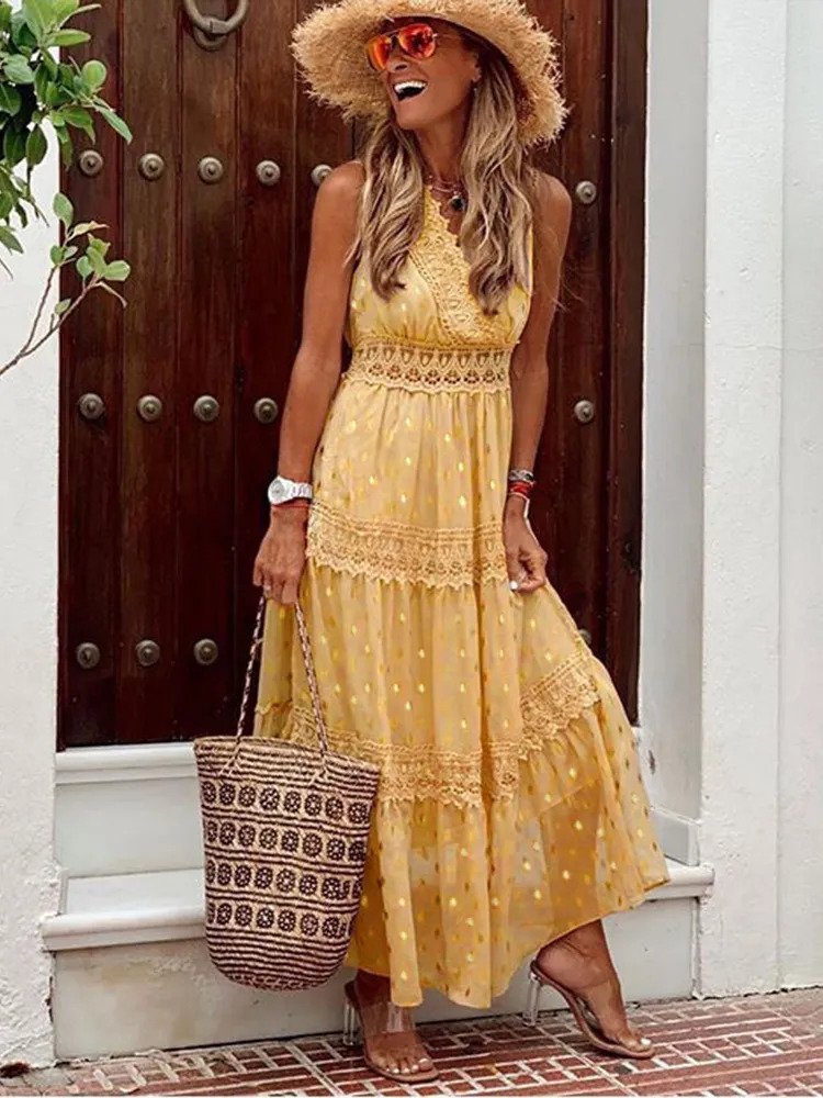 Zeli | Zomerse maxi-jurk voor dames – Boho-stijl, zwierige lange strandjurk in elegante stijl