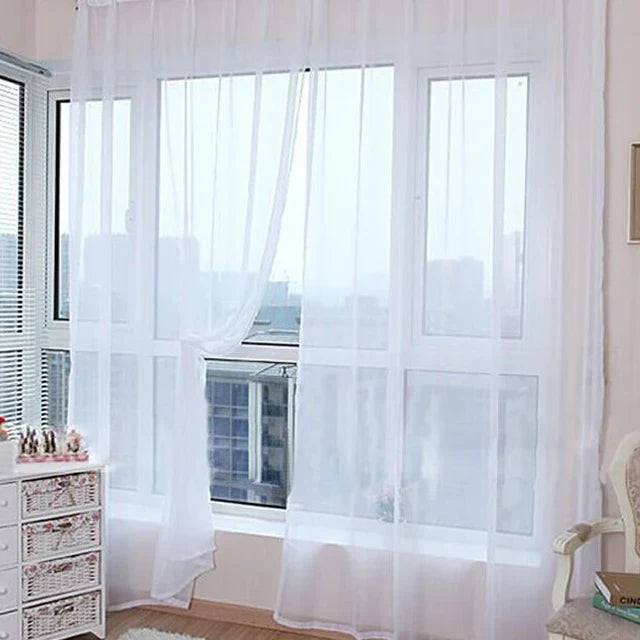 LumiDrape | Solid Tulle Gordijnen - Sheer Voile Raamgordijnen, Zachte Doorschijnende Panelen, Elegante Privacy