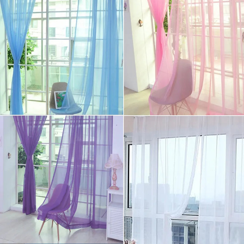 LumiDrape | Solid Tulle Gordijnen - Sheer Voile Raamgordijnen, Zachte Doorschijnende Panelen, Elegante Privacy