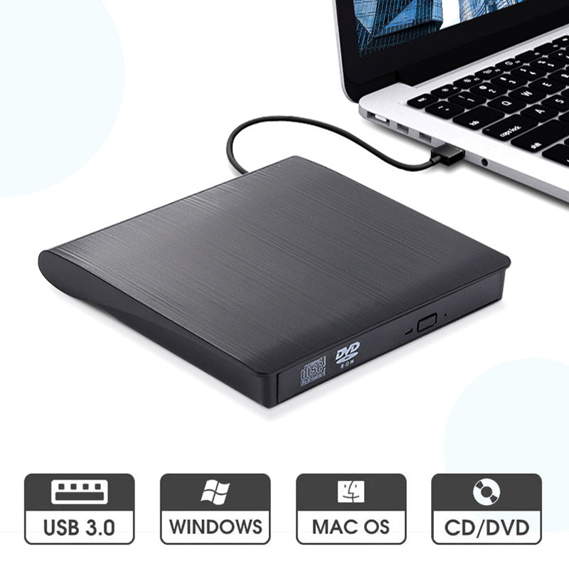 QuickDisc | Draagbare USB-cd-/dvd-drive – snel lezen en schrijven, geschikt voor meerdere besturingssystemen, compact en slim