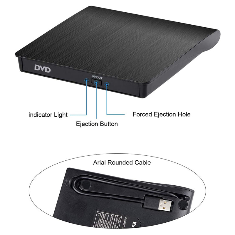 QuickDisc | Draagbare USB-cd-/dvd-drive – snel lezen en schrijven, geschikt voor meerdere besturingssystemen, compact en slim