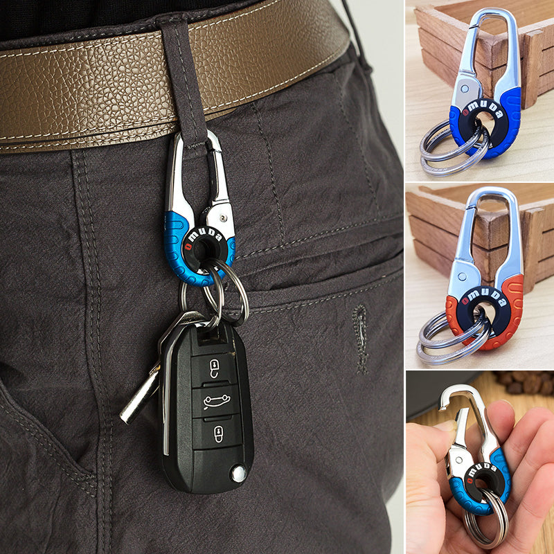 KeyMaster | Metalen karabijnhaak sleutelhanger - draagbare bergbeklimmen Clip met 2 ringen, Anti-Lost Outdoor EDC sleutelhouder