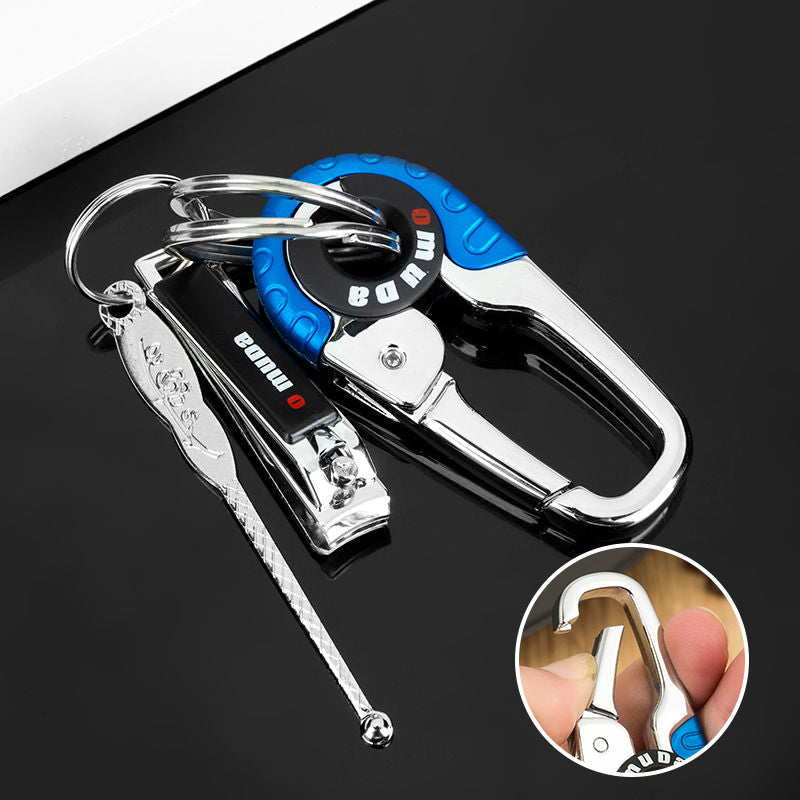 KeyMaster | Metalen karabijnhaak sleutelhanger - draagbare bergbeklimmen Clip met 2 ringen, Anti-Lost Outdoor EDC sleutelhouder