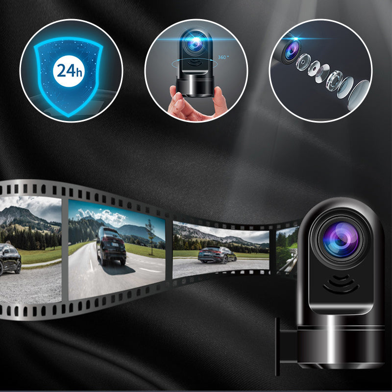 RoadEye | 1080P HD Mini Dashcam - ADAS Veiligheidssysteem, 360° draaiende autocamera, nachtzicht, lusopname